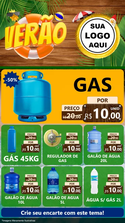 Modelo de Rede Social para Stories com o tema Verão para Água e gás