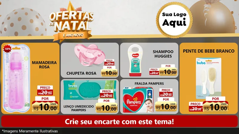 Modelo de TV para TV Horizontal com o tema Ofertas De Natal E Ano Novo para Bebês