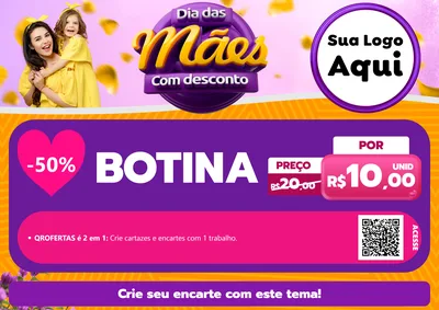 Modelo de Cartaz para Cartaz A4 Horizontal com o tema Dia das Mães com Desconto para Agropecuária
