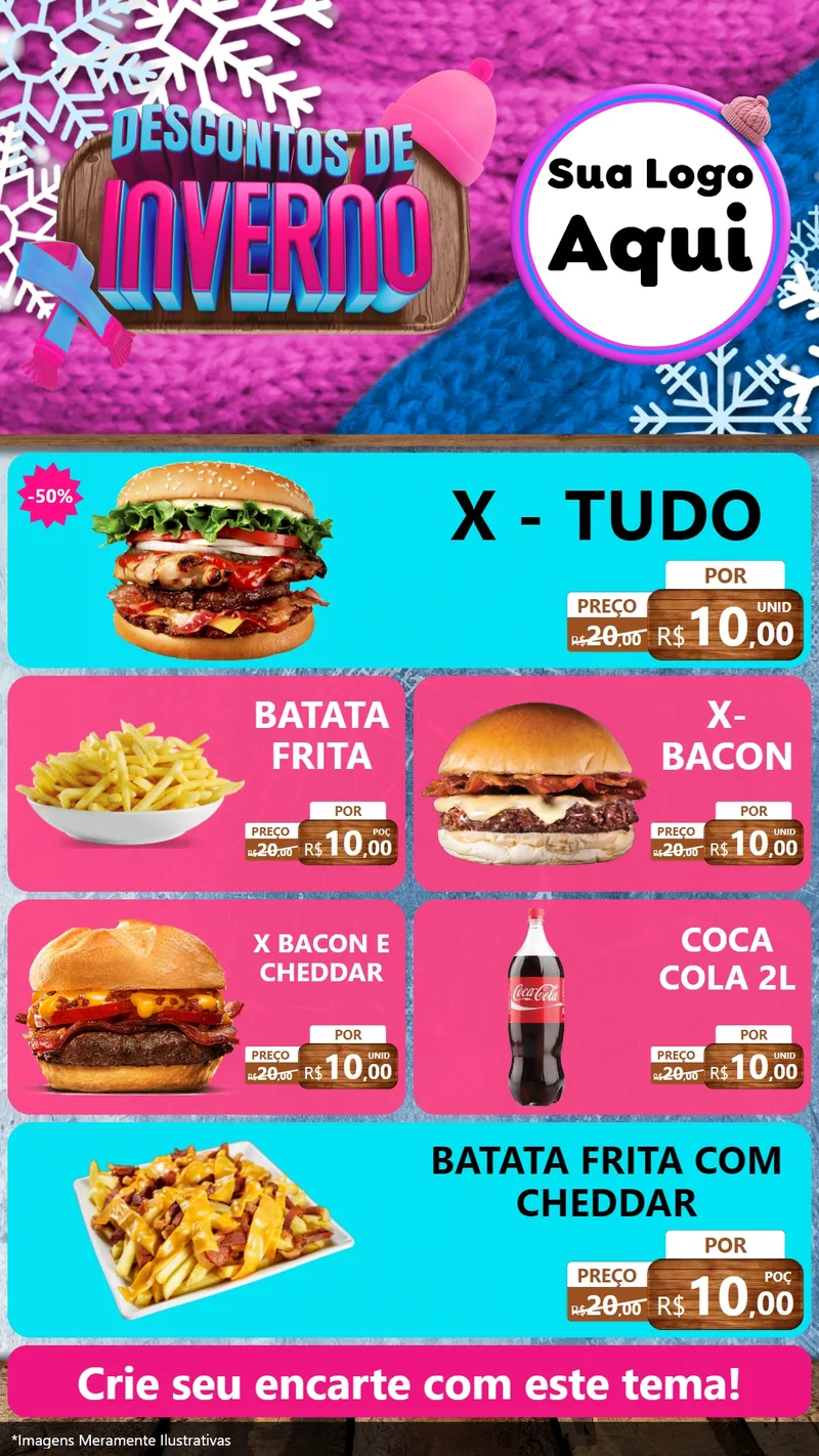 Modelo de TV para TV Vertical com o tema Descontos de Inverno para Hamburgueria