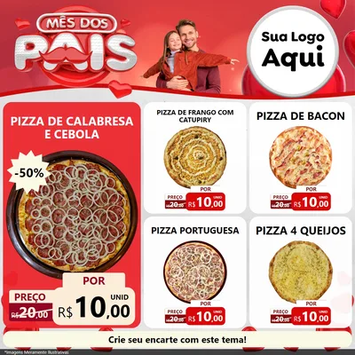 Modelo de Rede Social para Feed Facebook com o tema Mês dos Pais para Pizzaria