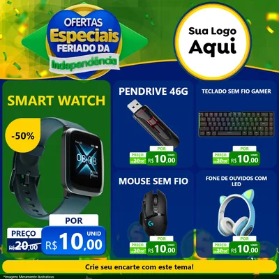 Modelo de Rede Social para Feed Facebook com o tema Ofertas Especiais Feriado da Independência para Informática
