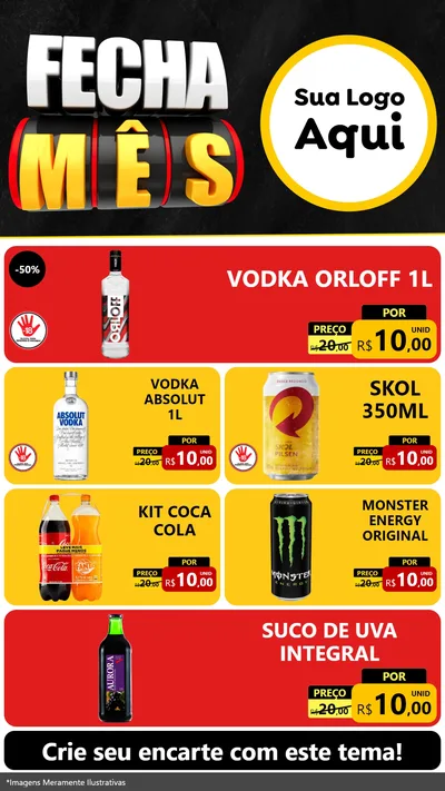 Modelo de TV para TV Vertical com o tema Fecha Mês para Distribuidora de bebidas