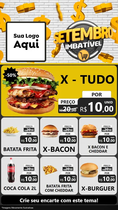 Modelo de Rede Social para Stories com o tema Setembro Imbatível para Hamburgueria