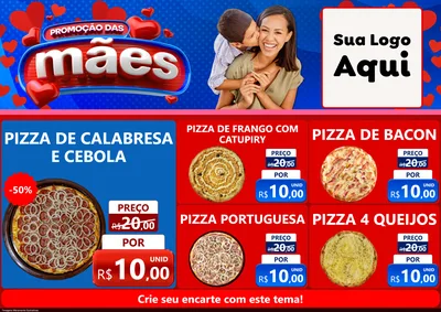 Modelo de Encarte para Encarte A4 Horizontal com o tema Promoção das Mães para Pizzaria