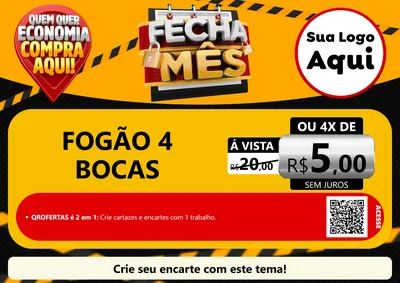 Modelo de Cartaz para Cartaz A4 Horizontal com o tema Fecha Mês para Móveis e Eletro