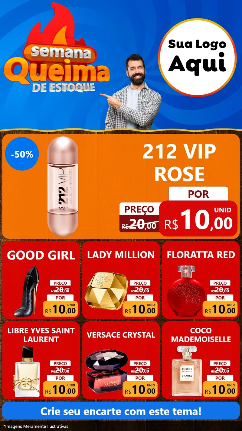 Modelo de Rede Social para Stories com o tema Semana Queima de Estoque para Perfumes