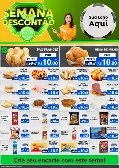 Modelo de Encarte para Encarte A4 Vertical com o tema Semana de Descontão - Copa para Padaria
