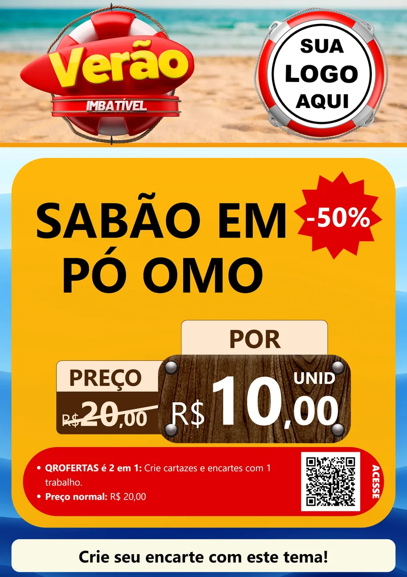 Modelo de Cartaz para Cartaz A4 Vertical com o tema Verão Imbatível para Produtos de Limpeza