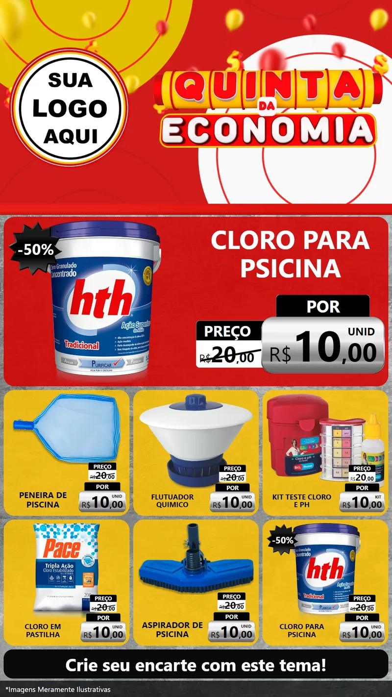 Modelo de Rede Social para Stories com o tema Quinta da Economia para Produtos para Piscina