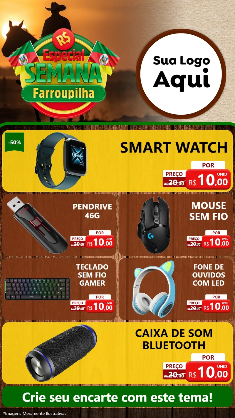 Modelo de TV para TV Vertical com o tema Especial Semana Farroupilha para Informática