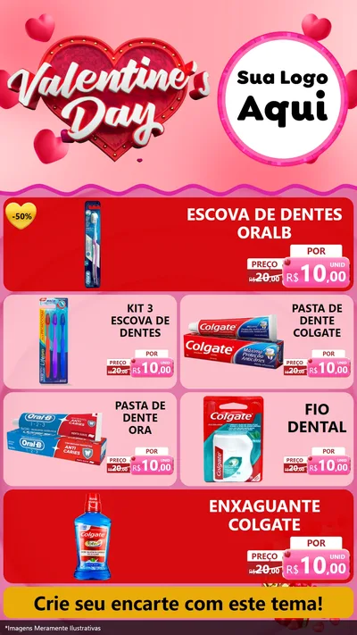 Modelo de TV para TV Vertical com o tema Valentine's Day para Higiene Pessoal