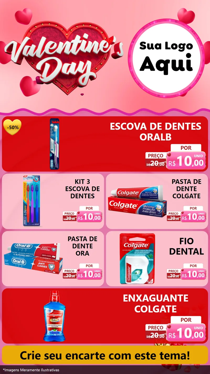 Modelo de TV para TV Vertical com o tema Valentine's Day para Higiene Pessoal