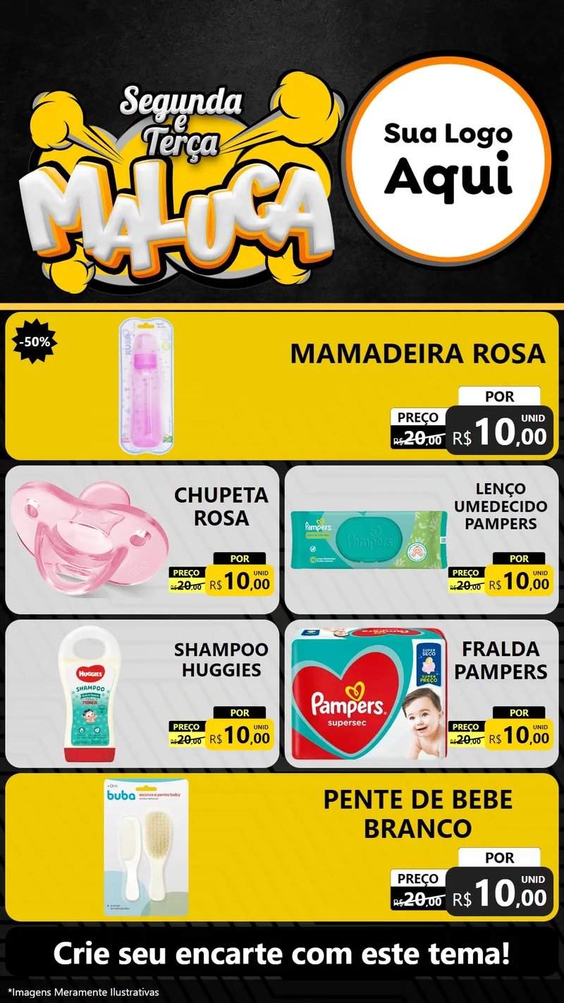 Modelo de TV para TV Vertical com o tema Segunda e Terça Maluca para Bebês