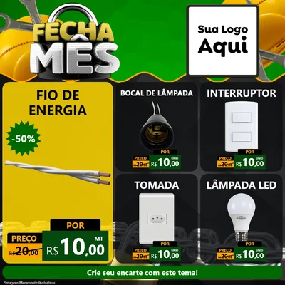 Modelo de Rede Social para Feed Facebook com o tema Fecha Mês para Materiais Elétricos