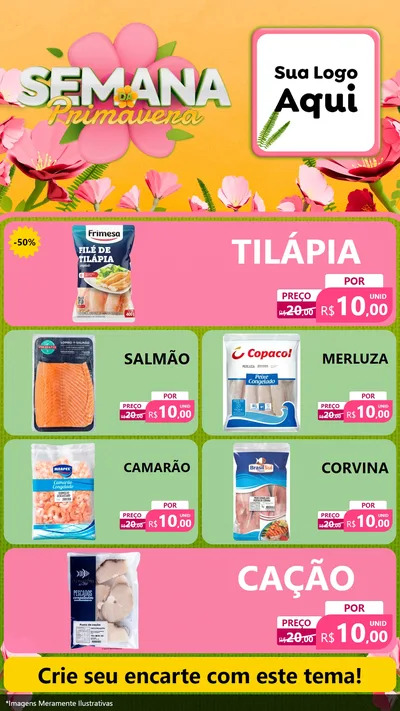 Modelo de TV para TV Vertical com o tema Semana da Primavera para Peixaria