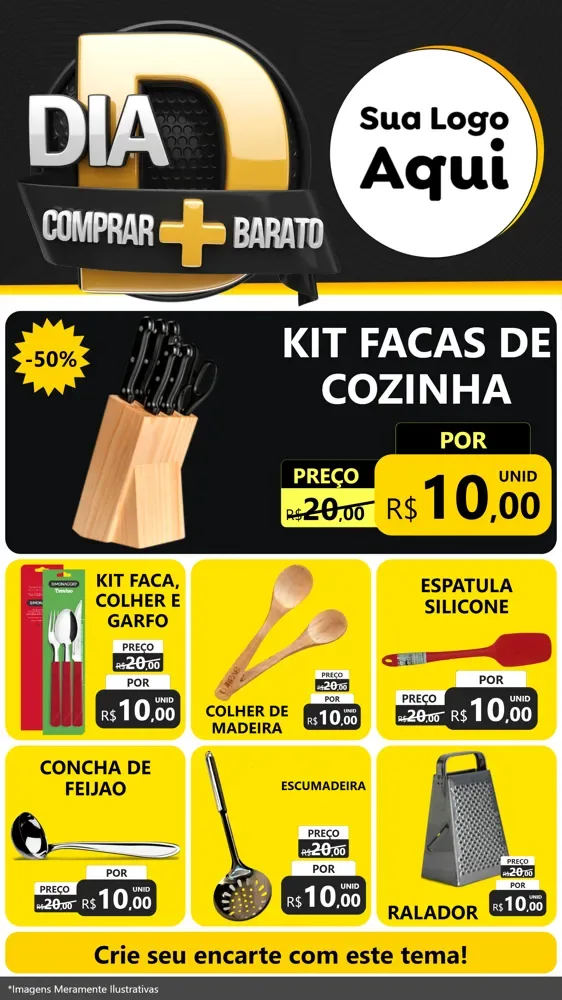 Modelo de Rede Social para Stories com o tema Dia D Mais Economia para Utilidades Domésticas