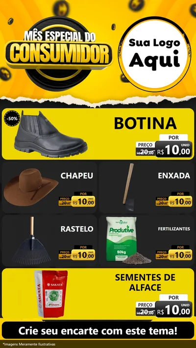 Modelo de TV para TV Vertical com o tema Mês Especial do Consumidor para Agropecuária