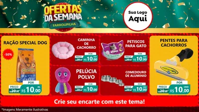 Modelo de TV para TV Horizontal com o tema Ofertas da Semana Farroupilha para Pet Shop
