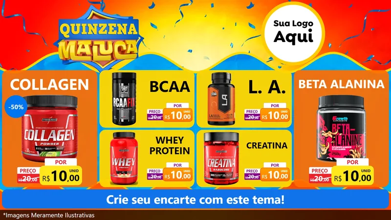 Modelo de TV para TV Horizontal com o tema Quinzena Maluca para Suplementos alimentares