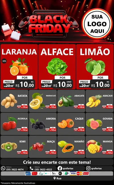 Modelo de Encarte para Encarte Grande com o tema Black Friday para Hortifrúti