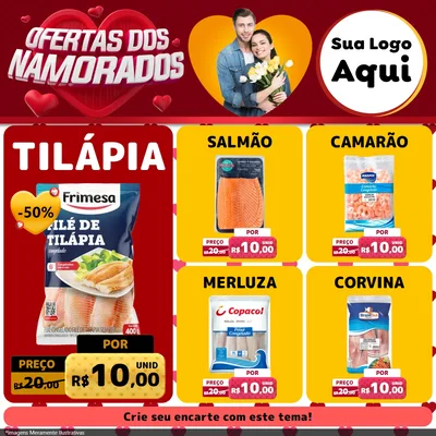 Modelo de Rede Social para Feed Facebook com o tema Ofertas Dos Namorados para Peixaria