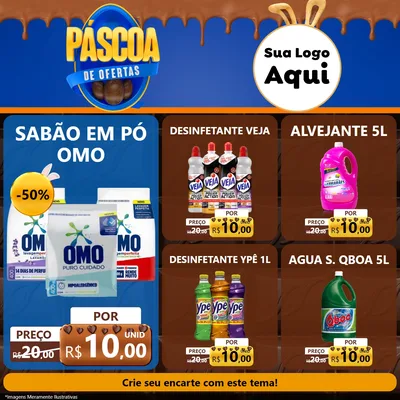 Modelo de Rede Social para Feed Facebook com o tema Páscoa de Ofertas para Produtos de Limpeza