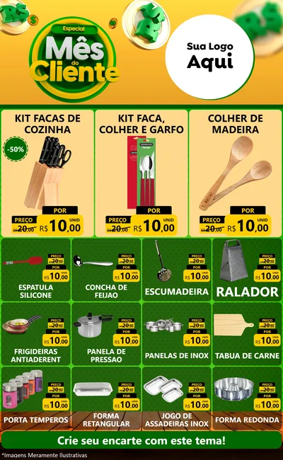 Modelo de Encarte para Encarte Grande com o tema Especial Mês do Cliente para Utilidades Domésticas