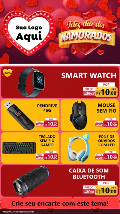 Modelo de TV para TV Vertical com o tema Feliz Dia Dos Namorados para Informática