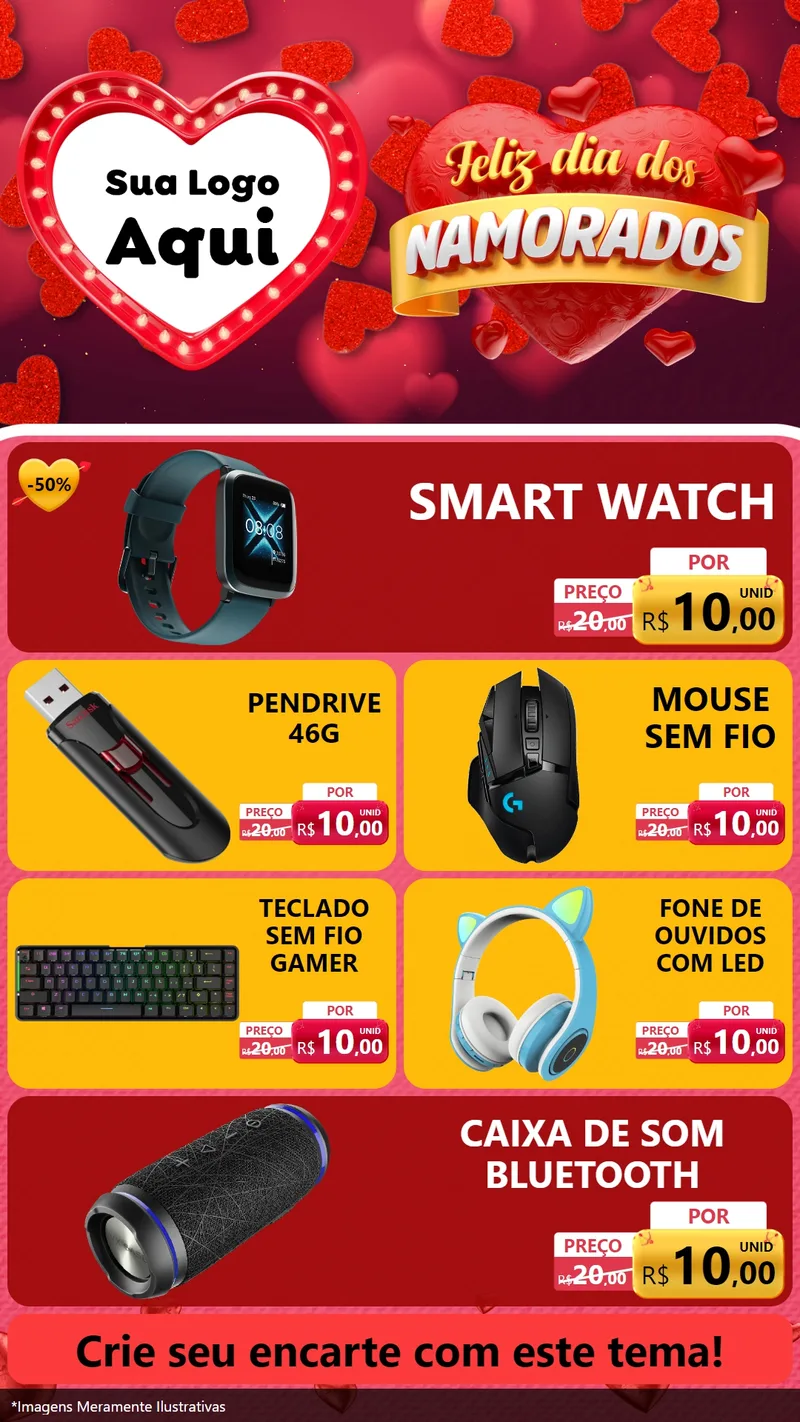 Modelo de TV para TV Vertical com o tema Feliz Dia Dos Namorados para Informática