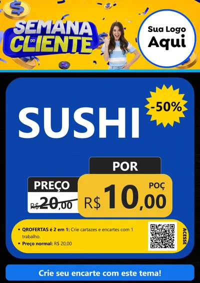 Modelo de Cartaz para Cartaz A4 Vertical com o tema Semana do Cliente para Comida japonesa
