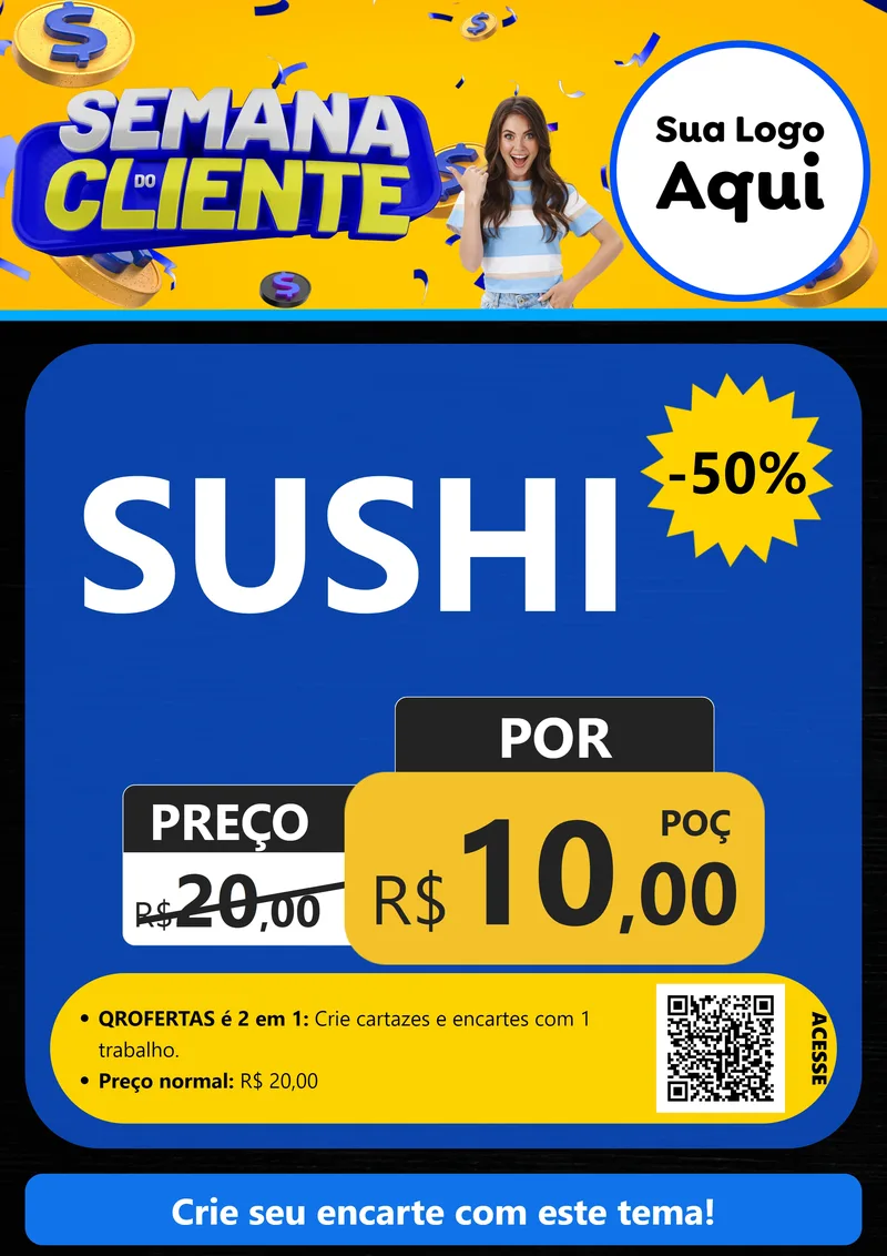 Modelo de Cartaz para Cartaz A4 Vertical com o tema Semana do Cliente para Comida japonesa