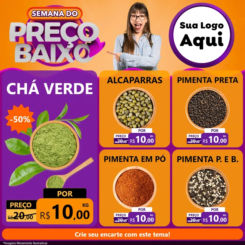 Modelo de Rede Social para Feed Facebook com o tema Semana do Preço Baixo para Produtos Naturais