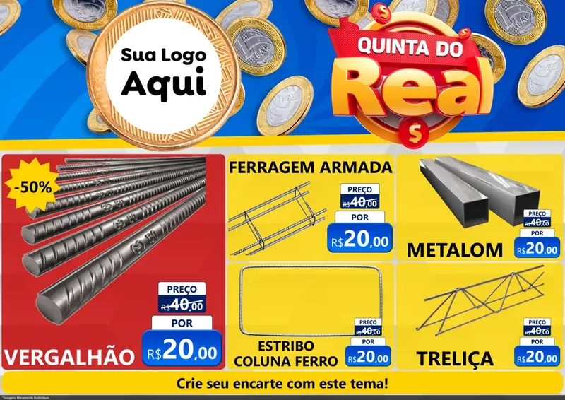 Modelo de Encarte para Encarte A4 Horizontal com o tema Quinta do Real para Ferragens