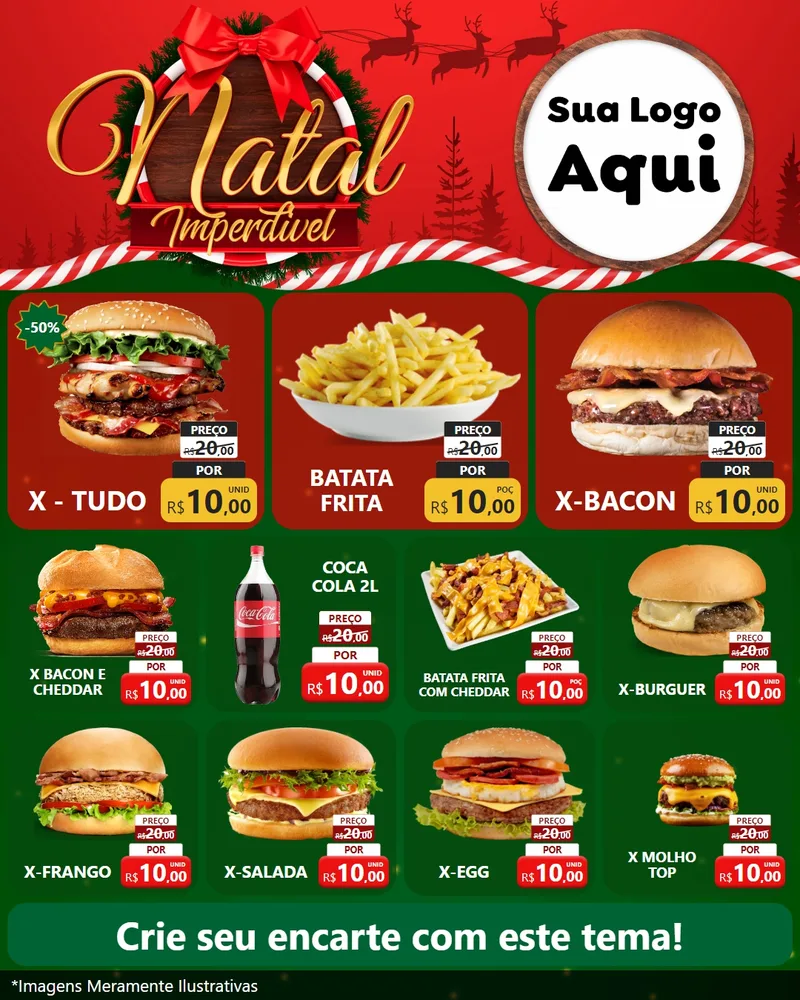 Modelo de Rede Social para Feed Instagram com o tema Natal Imperdível para Hamburgueria