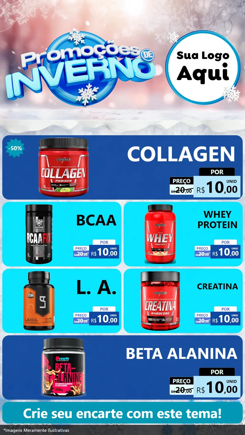 Modelo de TV para TV Vertical com o tema Promoções de Inverno para Suplementos alimentares