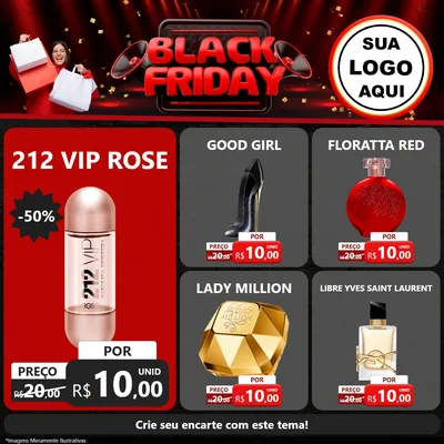 Modelo de Rede Social para Feed Facebook com o tema Black Friday para Perfumes