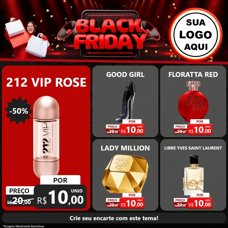 Modelo de Rede Social para Feed Facebook com o tema Black Friday para Perfumes