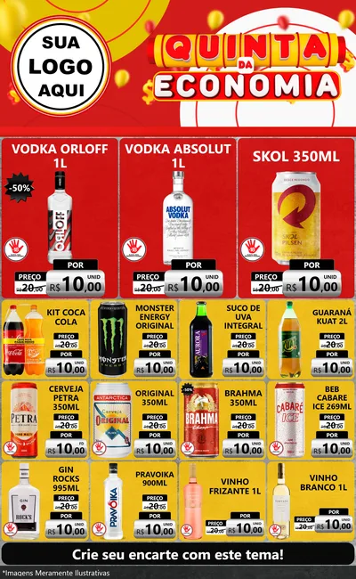 Modelo de Encarte para Encarte Grande com o tema Quinta da Economia para Distribuidora de bebidas