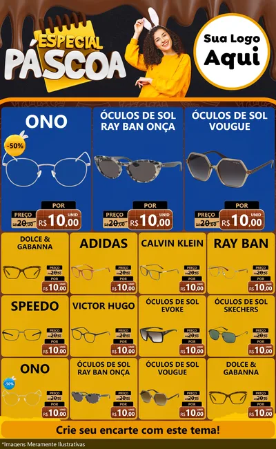 Modelo de Encarte para Encarte Grande com o tema Especial Páscoa para Óticas