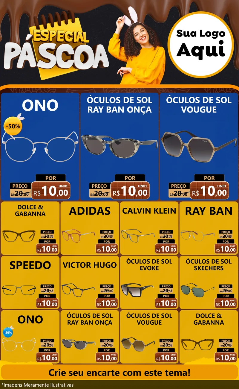 Modelo de Encarte para Encarte Grande com o tema Especial Páscoa para Óticas