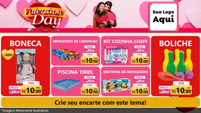 Modelo de TV para TV Horizontal com o tema Valentine's Day para Brinquedos