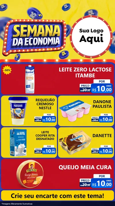 Modelo de TV para TV Vertical com o tema Semana da Economia para Frios e Laticínios