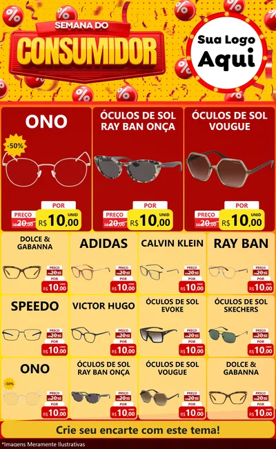 Modelo de Encarte para Encarte Grande com o tema Semana do Consumidor para Óticas