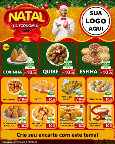 Modelo de Rede Social para Feed Instagram com o tema Natal da Economia para Salgadaria