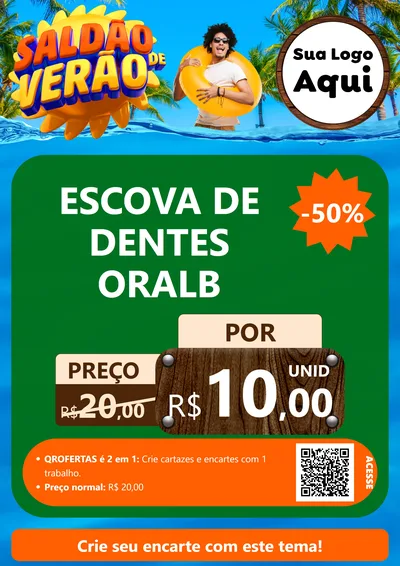 Modelo de Cartaz para Cartaz A4 Vertical com o tema Saldão de Verão para Higiene Pessoal