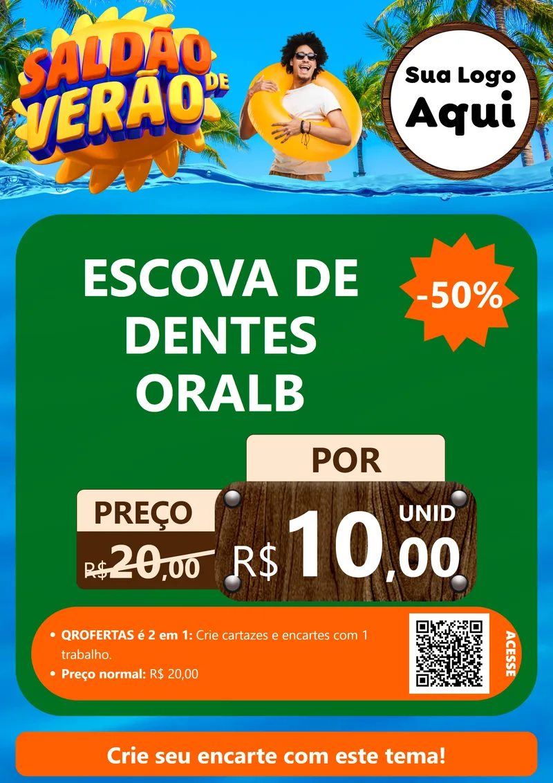 Modelo de Cartaz para Cartaz A4 Vertical com o tema Saldão de Verão para Higiene Pessoal