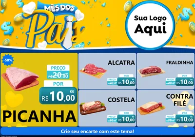Modelo de Encarte para Encarte A4 Horizontal com o tema Mês dos Pais para Açougue