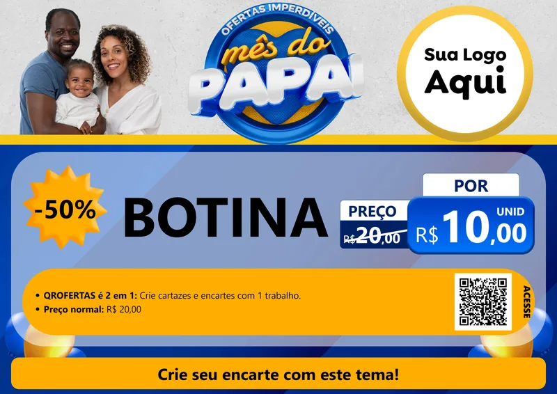 Modelo de Cartaz para Cartaz A4 Horizontal com o tema Ofertas Imperdíveis Mês Do Papai para Agropecuária