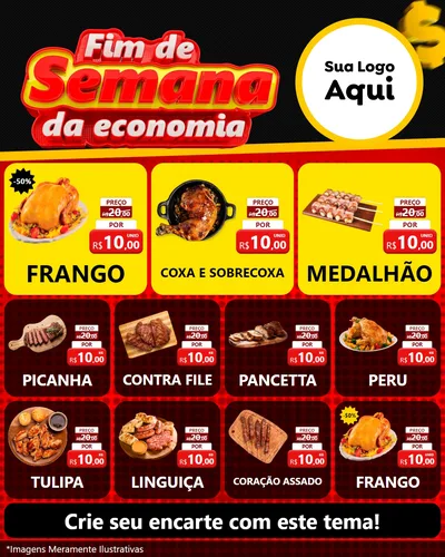 Modelo de Rede Social para Feed Instagram com o tema Fim de Semana da Economia para Assados